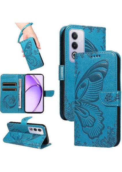 Oppo A3 Pro 5g Için Flip Case Ayrılabilir El Kayışı ile Kabartmalı Kelebek (Yurt Dışından)