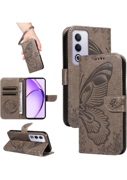 Oppo A3 Pro 5g Için Flip Case Ayrılabilir El Kayışı ile Kabartmalı Kelebek (Yurt Dışından)