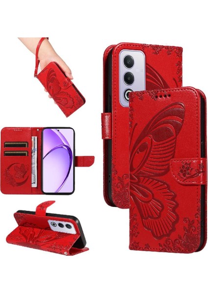 Oppo A3 Pro 5g Için Flip Case Ayrılabilir El Kayışı ile Kabartmalı Kelebek (Yurt Dışından)