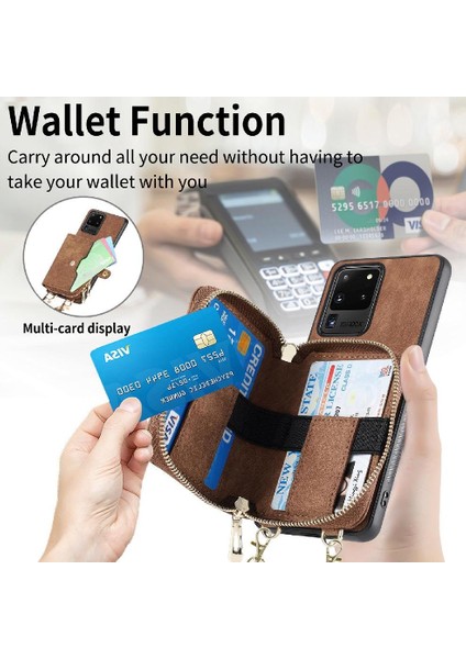 Samsung Galaxy S20 Ultra Fermuar Kapatma Standı 7 Kart Yuvaları Için Kılıf (Yurt Dışından) modelleri