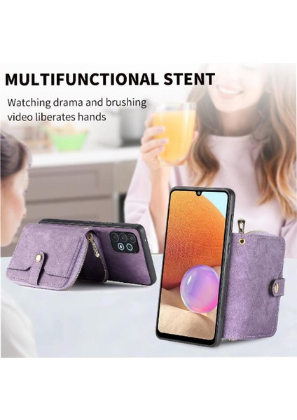 Samsung Galaxy A32 4g Fermuar Kapatma Ayarlanabilir Kordon 7 Kart Için Kılıf (Yurt Dışından) modelleri