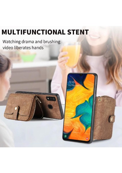 Samsung Galaxy A30/A20 Fermuar Kapatma 7 Kart Yuvaları Premium Standı (Yurt Dışından) modelleri