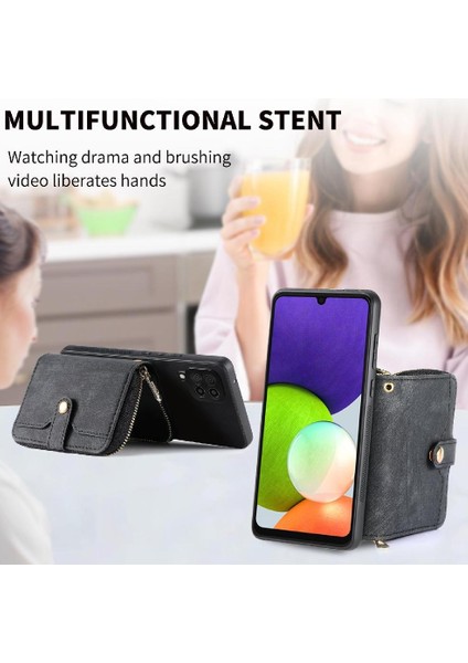 Samsung Galaxy A22 4g Premium Deri Fermuar Kapatma Standı 7 Kart (Yurt Dışından) indirimleri