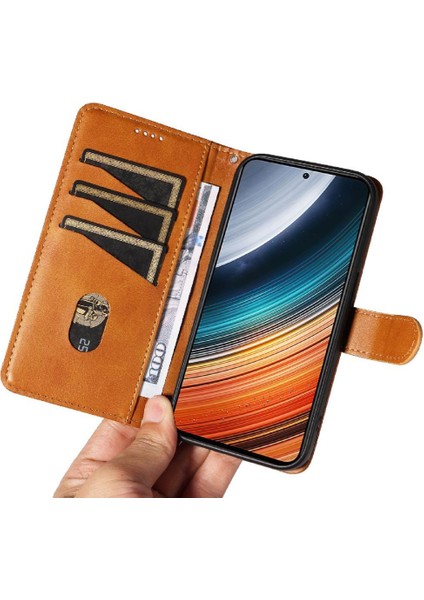 Xiaomi Poco F4 5g Cüzdan Telefon Kılıfı Için Filp Durumda Pu ile Ayrılabilir Siyah (Yurt Dışından)