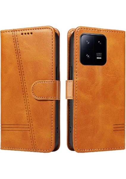 Xiaomi 13 Pro Cüzdan Telefon Kılıfı Için Filp Durumda Kart ile Preslenmiş Pu Deri (Yurt Dışından)