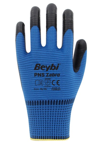 Pn5 Zebra Polyester Örme Nitril Eldiven (1 Paket: 12 Çift)