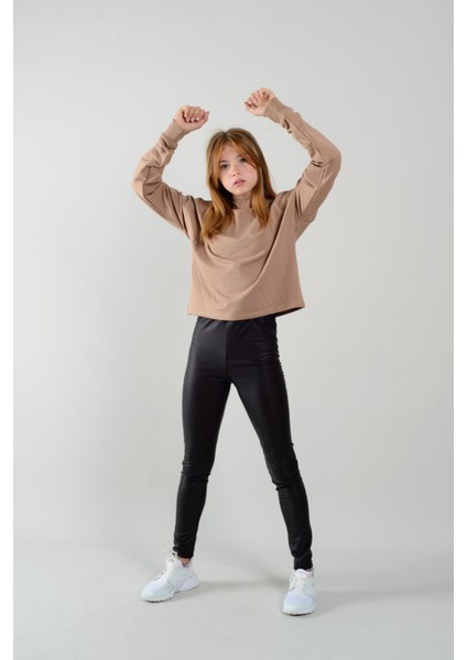 Genç Kız Balıkçı Yaka Crop Sweatshirt fırsatları