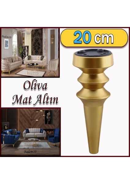 Oliva Mobilya Kanepe Koltuk Tv Ünitesi Baza Ayağı Zigon Orta Sehpası Ayak Ayakları 20 cm Mat Altın