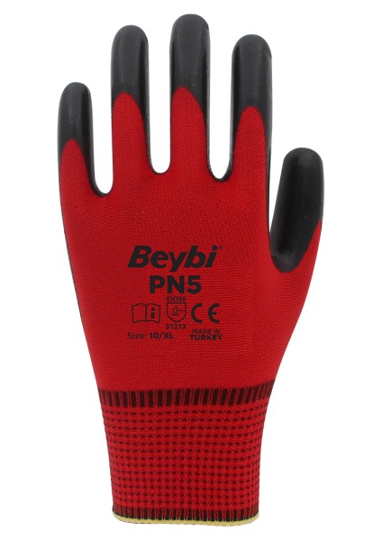 Pn5 Polyester Örme Nitril Eldiven (1 Paket: 12 Çift)