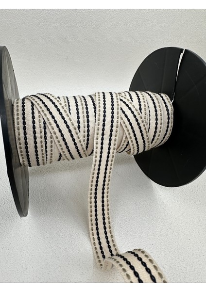 2.2 cm Çizgili Grogren Şerit-Ekru-5 Metre