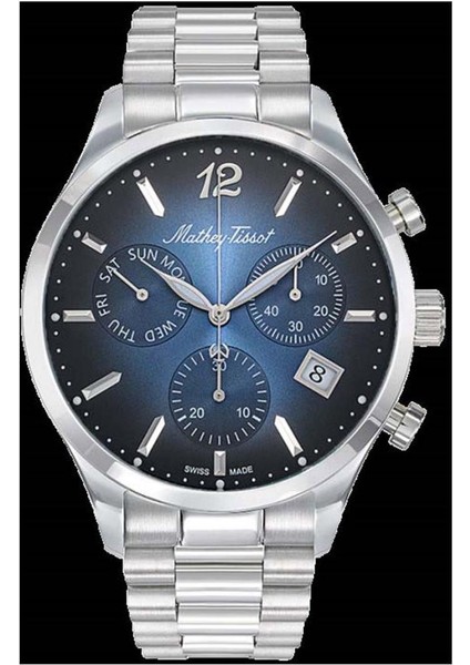 H411CHABU Swiss Made Safir Çizilmez Cam Fonksiyonlar Aktif Metalik Erkek Kol Saati