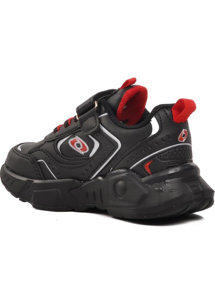 720-25K-P Siyah-Kırmızı Cırtlı Unisex Çocuk Sneaker