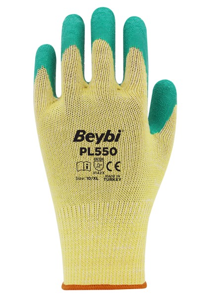 PL550 Polyester Örme Lateks Eldiven (1 Paket-12 Çift)