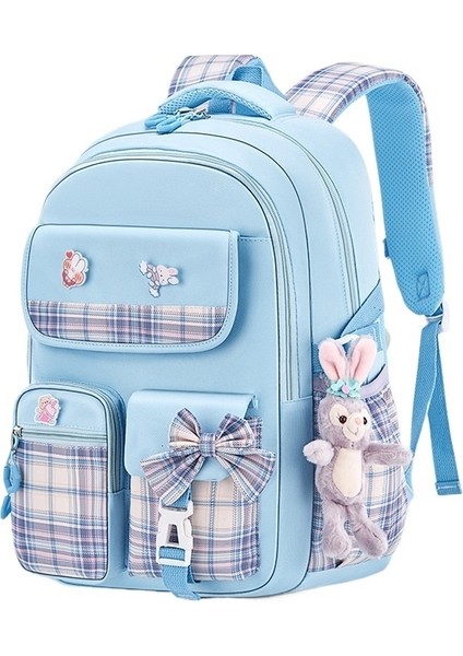 1. Ila 6. Sınıf Ilkokul Kızları Ekose Okul Çantası Büyük Kapasiteli Omurga Koruması Hafif Su Geçirmez Çocuk Sırt Çantası (Yurt Dışından)