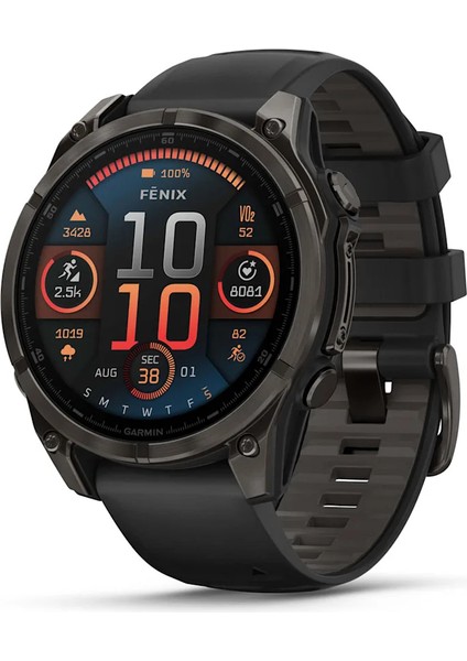 Fenix 8 – 47MM, Amoled Sapphire Karbon Gri Dlc Titanyum Siyah/gri Kayışlı