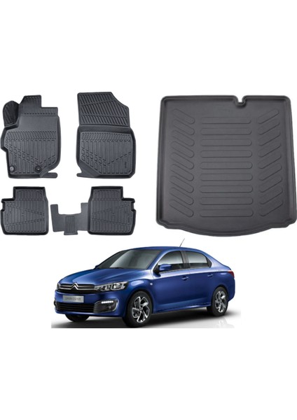 Citroen C-Elysee 2023 Model 3D Bagaj Havuzu+3d Araca Özel Paspas Takımı Birebir Uyumlu