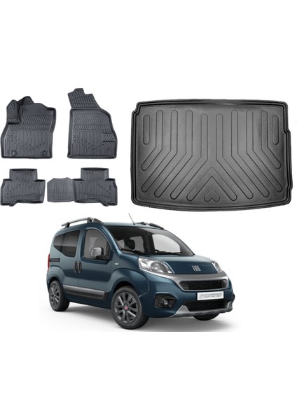 Fiat Fiorino 2013 Model Plastik Zemin 3D Bagaj Havuzu+3d Araca Özel Paspas Takımı Birebir Uyumlu