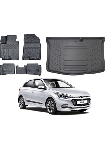 Hyundai I20 2018 Model 3D Bagaj Havuzu+3d Araca Özel Paspas Takımı Birebir Uyumlu