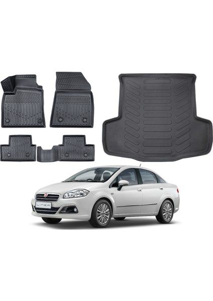 Fiat Linea 2017 Model 3D Bagaj Havuzu+3d Araca Özel Paspas Takımı Birebir Uyumlu