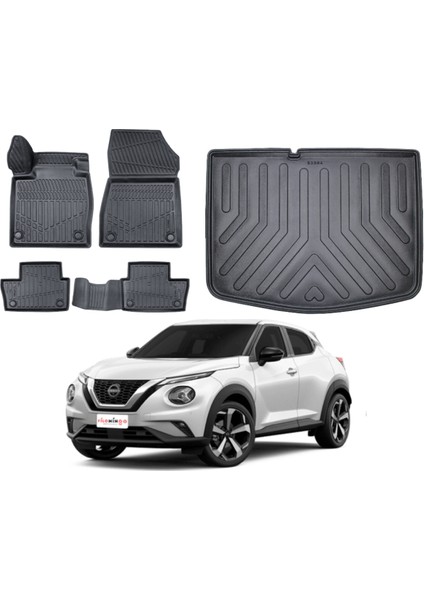 Nissan Juke 2022 Model 3D Alt Bagaj Havuzu+3d Araca Özel Paspas Takımı Birebir Uyumlu