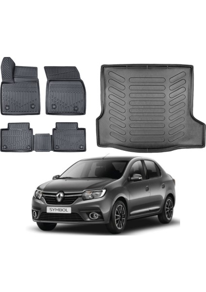 Renault Symbol 2014 Model 3D Bagaj Havuzu+3d Araca Özel Paspas Takımı Birebir Uyumlu