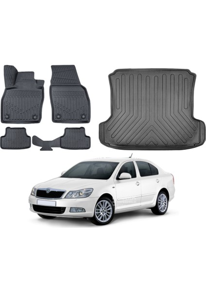 Skoda Octavia 2011 Model 3D Bagaj Havuzu+3d Araca Özel Paspas Takımı Birebir Uyumlu