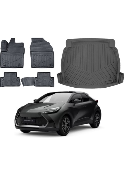 Toyota C-Hr Hibrit 2024 Model 3D Bagaj Havuzu+3d Araca Özel Paspas Takımı Birebir Uyumlu