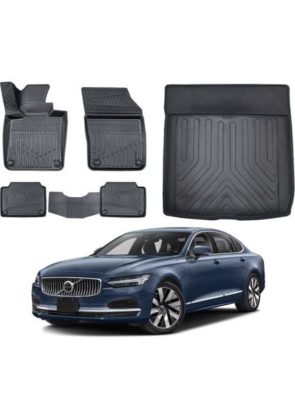 Volvo S90 2024 Model 3D Bagaj Havuzu+3d Araca Özel Paspas Takımı Birebir Uyumlu