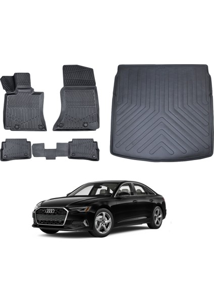 Audi A6 C8 2019 Model 3D Bagaj Havuzu+3d Araca Özel Paspas Takımı Birebir Uyumlu