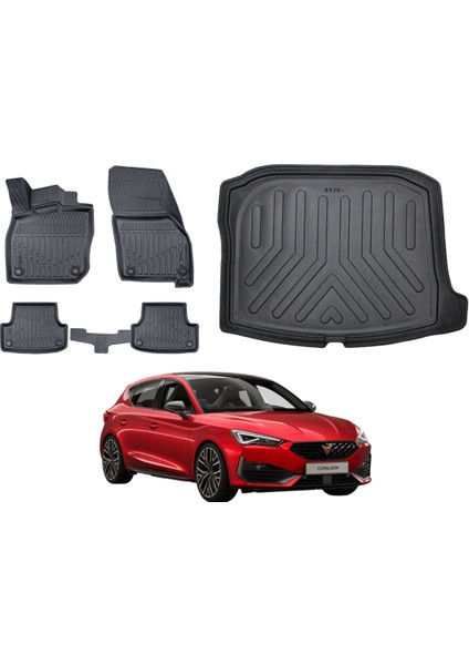 Cupra Leon 2023 Model Alt Bagaj Havuzu+3d Araca Özel Paspas Takımı Birebir Uyumlu