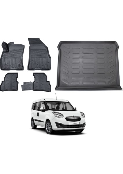 Opel Combo 2015 Model 3D Bagaj Havuzu+3d Araca Özel Paspas Takımı Luxury Serisi