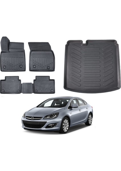 Opel Astra J Sedan 2013 Model 3D Bagaj Havuzu+3d Araca Özel Paspas Takımı Luxury Serisi