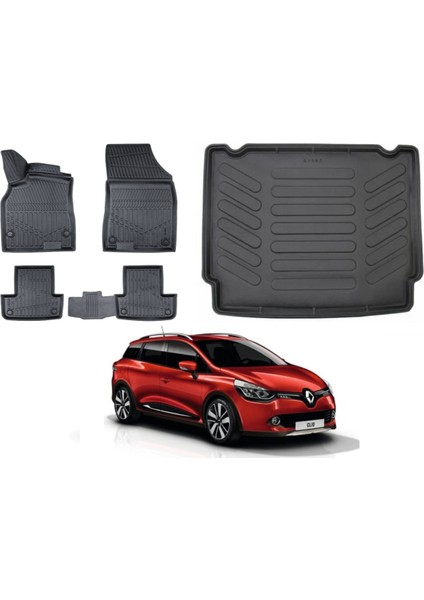 Renault Clio 4 Stw 2013 Model Alt Bagaj Havuzu+3d Araca Özel Paspas Takımı Luxury Serisi