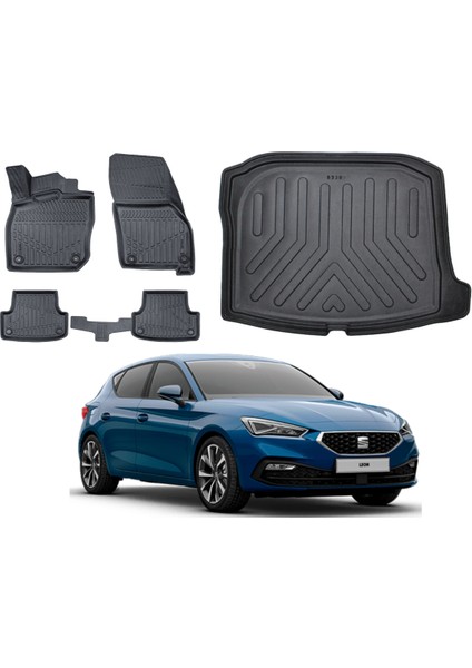 Seat Leon 2022 Model 3D Bagaj Havuzu+3d Araca Özel Paspas Takımı Luxury Serisi