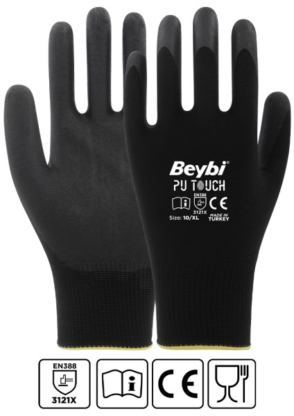 Pu Touch Poliüretan Kaplı Polyester Örme Eldiven (1 Paket : 12 Çift)