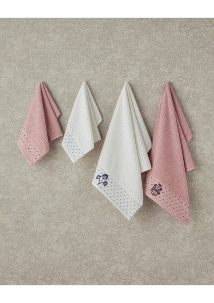 Retro Bloom Pamuklu Bordürlü El Havlusu Pembe fırsatları