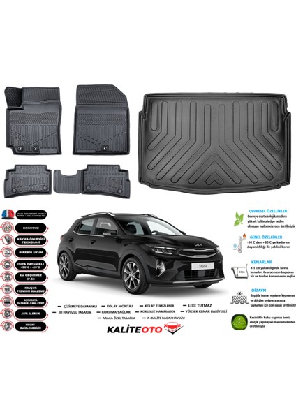 Kia Stonic Yeni Logolu 2021 Sonrası 3D Bagaj Havuzu+3d Araca Özel Paspas Takımı Birebir Uyumlu