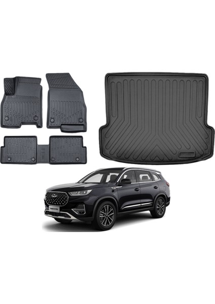 Chery Tiggo 8 2022 Model 3D Bagaj Havuzu+3d Araca Özel Paspas Takımı Luxury Serisi