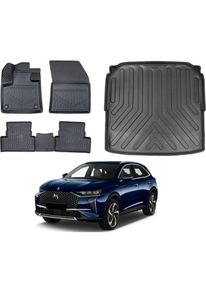 Ds 7 Crossback 2022 Model 3D Alt Bagaj Havuzu+3d Araca Özel Paspas Takımı Luxury Serisi