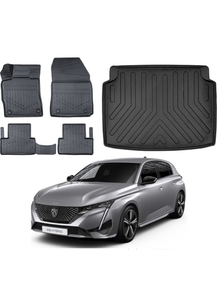 Peugeot 308 2023 Model 3D Bagaj Havuzu+3d Araca Özel Paspas Takımı Luxury Serisi