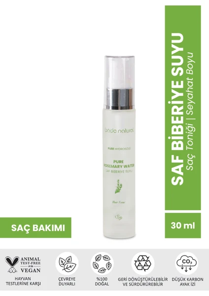 Bade Natural Biberiye Suyu Güçlendirici Saç Toniği Dökülme Karşıtı %100 Doğal ve Saf 30 ml