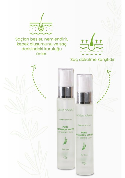 Bade Natural Biberiye Suyu Güçlendirici Saç Toniği Dökülme Karşıtı %100 Doğal ve Saf 30 ml