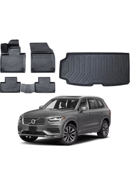 Volvo XC90 2023 Model 7 Koltuk 3D Bagaj Havuzu+3d Araca Özel Paspas Takımı Luxury Serisi