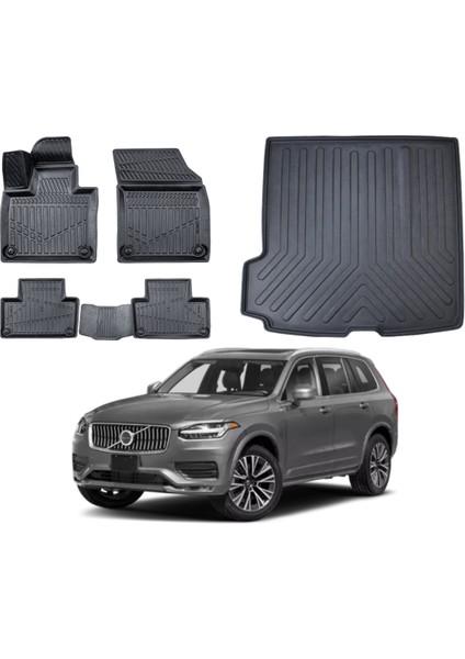 Volvo XC90 2022 Model 5 Koltuk 3D Bagaj Havuzu+3d Araca Özel Paspas Takımı Luxury Serisi