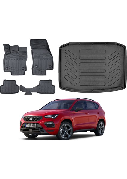 Seat Ateca 4x4 2022 Model 3D Bagaj Havuzu+3d Araca Özel Paspas Takımı Birebir Uyumlu