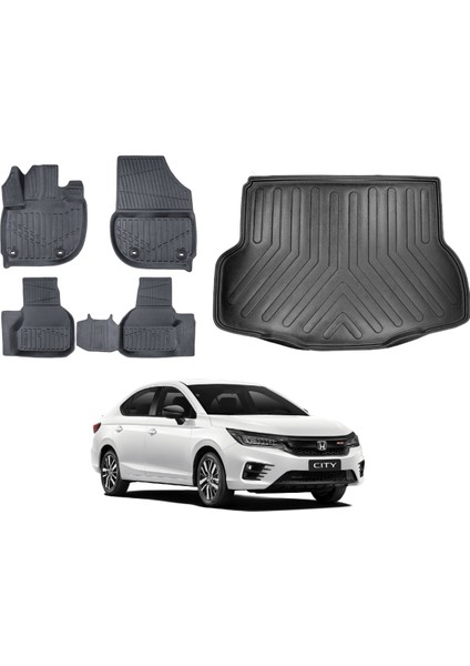 Honda City 2023 Model 3D Bagaj Havuzu+3d Araca Özel Paspas Takımı Luxury Serisi