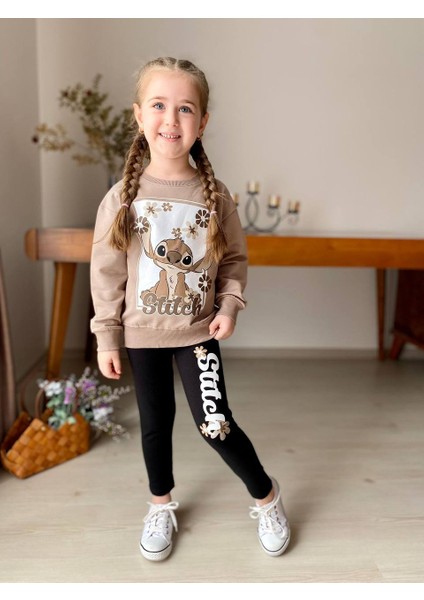 Kız Çocuk Stitch Taytlı Uzun Kol Iki Iplik Takım 3-10 Yaş