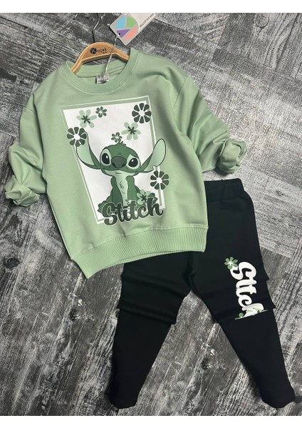 Kız Çocuk Stitch Taytlı Uzun Kol Iki Iplik Takım 3-10 Yaş