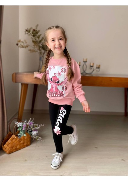 Kız Çocuk Stitch Taytlı Uzun Kol Iki Iplik Takım 3-10 Yaş fiyatları