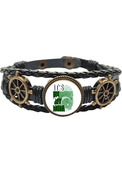 Pakistan Flag Parmak Izi Gene Deri Kaplı Ocean Bracelet Wristband (Yurt Dışından)